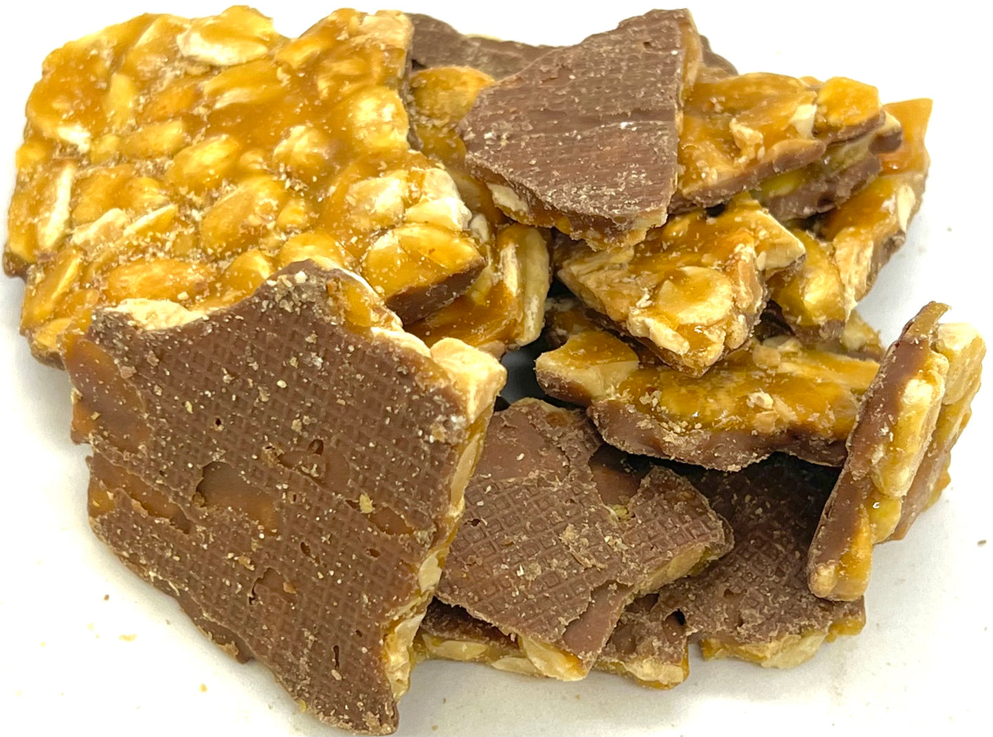 Chocolate covered peanut brittle